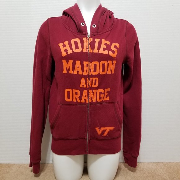 Victoria's Secret PINK hoodie Large Virginia Tech graphic collegiate zip up VT - Picture 1 of 16